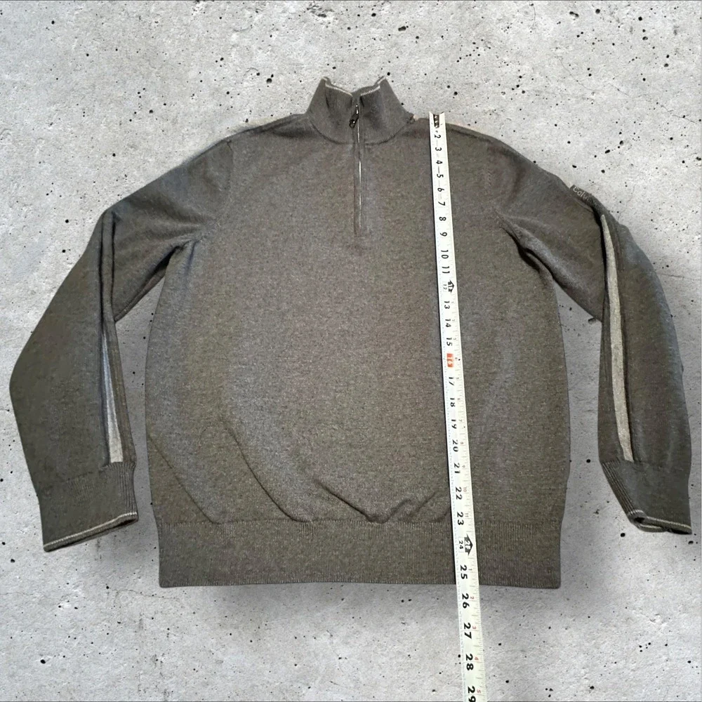 Calvin Klein Mens L Gray‎ Quarter Zip Pullover Sweater Knit Long Sleeve